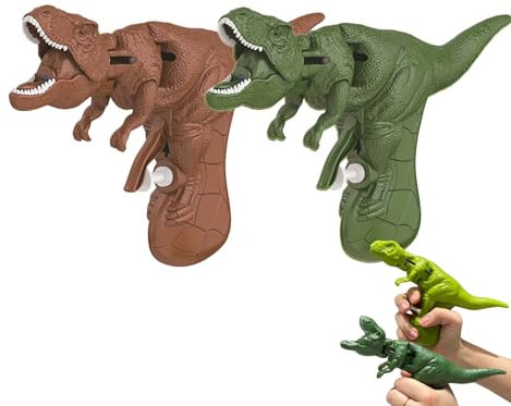 Will Like Wasserpistole Dino Wasserpistole Kinder, Wasserpistole Tiere, Dinosaurier Wasserpistole, Wasserspielzeug Outdoor für den Outdoor-Einsatz am Strand (Verde Scuro + Marrone)