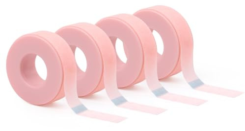 LZM Wimpern Tape Silikongel Micropore Tape 0.5 In × 4 Yd Atmungsaktiv Schmerzfreie Entfernung Wimpern Extensions Tape Mikroporen Band Wimpernverlängerung Zubehör Wimpern Zubehör (rosa, 4 Reihen)
