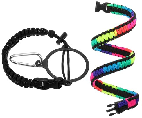 sourcing map Paracord Handle, Water Bottle Handle Strap, Paracord Cap Strap Cord, Carrier Strap Cord for Wide Mouth Bottles 16oz to 64oz, Black/White