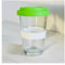 vienberg 2go Glas Trinkbecher mit Deckel | Swiss Made | Glas Kaffeebecher, Smoothie Glas Mehrwegglas, Kaffeetasse to go Becher | Blau Grün Pink | 330ml (1, Grün)