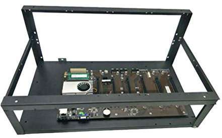 SECC Mining Frame Case, GPU SECC Mining Frame, Lockable Front Bracket for 4 Fans, Compatible for All Standard ATX MATX FLEX Motherboards (black)