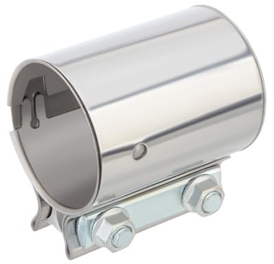 Madlife Garage Abrazadera de tubo de escape de 63 mm, conector de tubo de escape, abrazadera de tubo de acero inoxidable, conector de tubo de doble abrazadera de 63 mm de diámetro