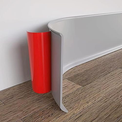 Battiscopa in PVC da 10 cm, battiscopa flessibile a forma di S, autoadesivo, morbido, per battiscopa (grigio, 12 m)