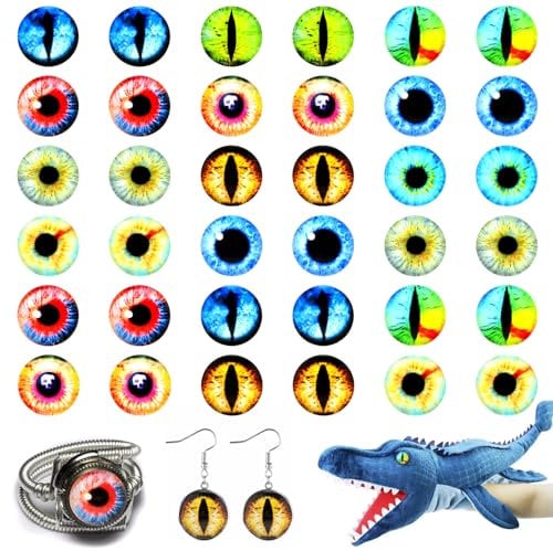 JSRQT 20 Pièces Yeux de Sécurité Bricolage Dragon Yeux Verre Eyeil de Dragon Ronds Oeil de Verre pour Lartisanat Paillettes Yeux en Verre de Poupée Cabochon yeux pour Animaux en Peluche Marionnettes