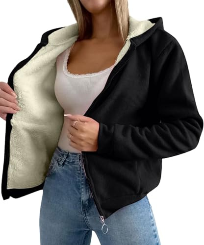 amropi Femmes Veste à Capuche Chaud Doublure Polaire Sweat-Shirt Hiver Zippée Manteaux