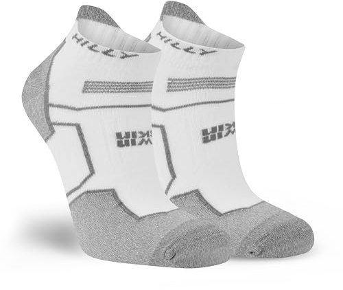 Hilly, Twin Skin, Anti Blister - Socklet - Med Cushioning, White/Grey, M