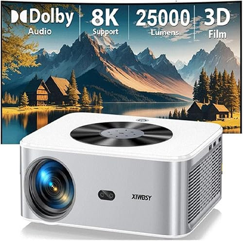 Proyector LED 3D Full HD 800ANSI de 25 000 lúmenes y 8k para Cine en casa con Enfoque automático y corrección Trapezoidal para Android