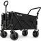 BEAU JARDIN Push & Pull 500 LBS Festival Trolley on Wheels Folding Wagon with Push Handle Portable Camping Cart Collapsible Foldable Trolly for Beach Outdoor Garden Picnic Shopping Wide Wheels Black