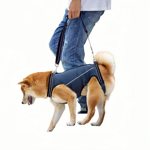 Hundegeschirr, Hebegeschirr für kleine und mittlere Hunde für alte,Gelenkverletzungen-Hebegurt für Haustiere, Ganzkörpergeschirr, Hunde Tragetasche mit Schultergurt, Weich, Einstellbar (Marineblau, M)