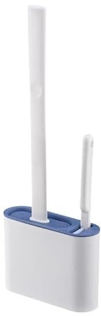 ​Antibacterial Silicone Toilet Brush with Holder, North West Style Flat Handle, Hidden Storage Wall Mount System, Easy Install & Quick Drying Loo Brush