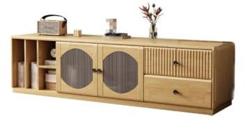 BMWJYLPM Meuble TV rétractable Moderne et Simple de Style Japonais, 3 mètres, en Bois Massif Nordique, pour Salon, Centre de Divertissement, A-180 x 40 x 48 cm