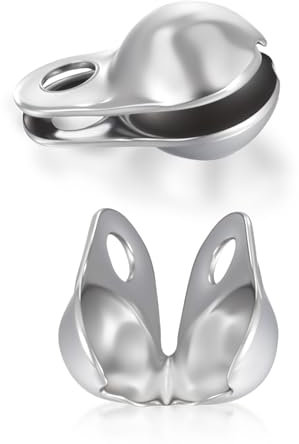 Mabor 100 Stück Edelstahl Quetschperlen Verschluss, Silber Quetsch Perlen Spitzen Perlenkappen Ketten Verschlüsse Perlenspitzen Knotenabdeckungen für Knoten Crimpzubehör DIY, 0.6x0.4cm