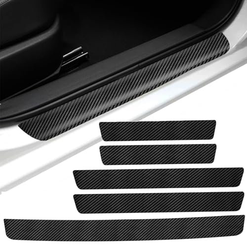 FUWUDI 5 Stück Auto Kohlefaser Türschweller Aufkleber, Einstiegsleisten Schutz für Renault Zoe 2019-2022 2023, rutschfeste Anti-KratzTrim Scuff, Ladekantenschutz