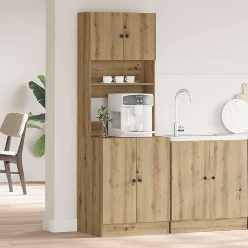 Emmtore Küchenschrank Küchenzeile mit Türen Schubladen, Hochschrank für Küche Restaurant Hotel, Küchenmöbel, Modern Eiche handwerklich 60 x 50 x 180 cm Holzwerkstoff
