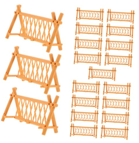Uonlytech 40pcs Small Plastic Picket Fence Model Realistic Animal Barrier Fence for Sandbox Playset and Fairy Garden Decoration Yellow