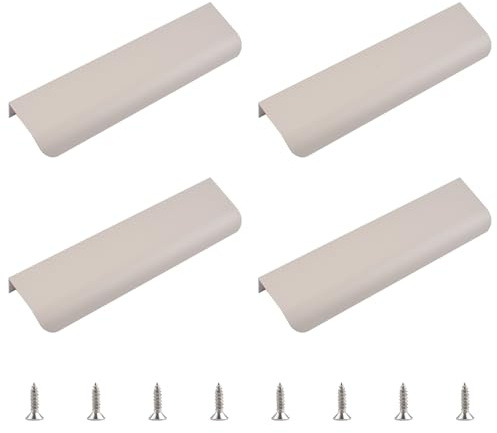 MOROBOR Fingerkanten-Zuggriff, 4 Stück verdeckter Griff im modernen Stil, gebogene Aluminiumlegierung unsichtbare Ziehgriffe für Schrank-Hardware und Schubladen, 80 mm/Kaschmirgrau