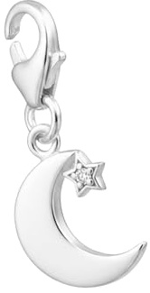 Diademita Silberner Halbmond Clip-Anhänger mit Zirkonia