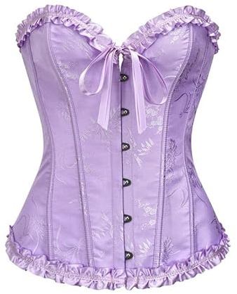 JoyPeak Halloween Satin Lace‑Up Overbust Corset Bustier Lingerie Top | Satin fabric; adjustable lace‑up back; overbust design; Halloween party cosplay costume