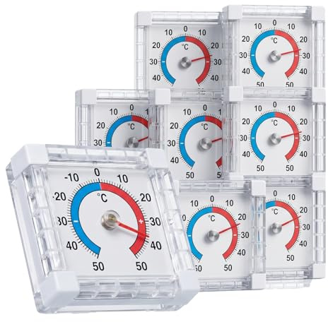 Katyjun 8 Stück Kühlschrankthermometer Selbstklebend Für Kühlschranktemperatur, thermometer aussen Präzise Mit -50 bis +50°C, aussenthermometer Für Innen und Außen, 7,5x7,5 cm Ohne Batterie