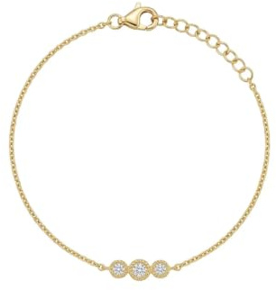 Suzan Gold Drei Zirkonia Armband 925 Sterling Silber Damen vergoldet filigran elegant minimalistisch Armband nickelfrei Geschenk Damenarmband