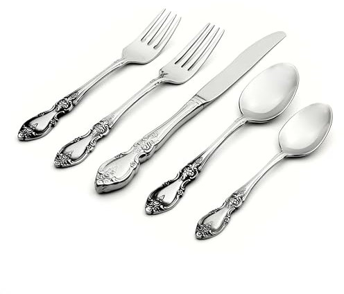 Oneida 2561005A Louisiana 5-Piece Flatware Set, Service for 1, Stainless Steel, Silver