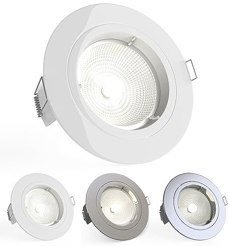 National Lighting Recessed Lighting - Mains Powered LED Spot Lights Downlights for Ceiling - IP20 Rated GU10 Fitting for Halogen or LED - Gloss White Finish, Fixed Version