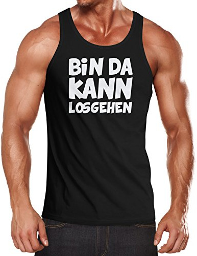 MoonWorks Herren Tanktop Spruch Bin da kann losgehen Muskelshirt