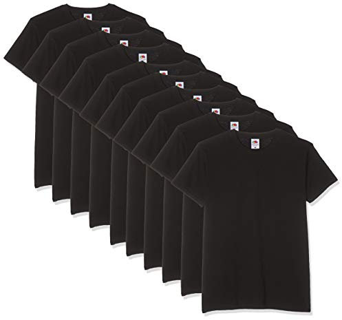 Fruit of the Loom - Camiseta de Manga Corta con Cuello en V para Hombre (10 Unidades) Negro Negro (M