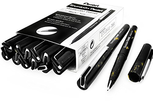 Pentel Disposable Fountain Pen – JM20 – Marbleized Gold and Black Barrel – Black Ink – Box of 12 + 2