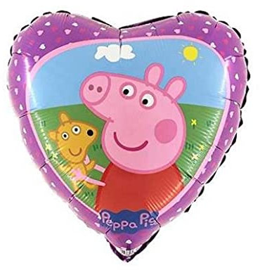 Grabo Folienballon Mylar Peppa Pig Herz, Rosa, 1 Stück, 45 cm, Selbstdichtend, Peppa Pig Fans, Kinder, Feierliebhaber, Unisex-Kinder