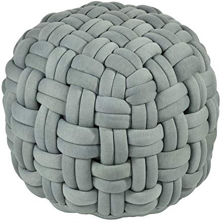 PAD - Lokken - Pouf, Hocker, Sitzpuff - Farbe: Dusty Mint Grün - Ø 59 x 40 - Flechtoptik