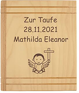 Spardose mit Gravur - als Geschenk zur Taufe, Kommunion, Konfirmation, Firmung - personalisiert mit Name, Datum, Motiv, Sprüchen oder Widmungen