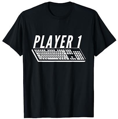Player 1 PC Gamer Keyboard Warrior PC Gamer Gaming Paar T-Shirt