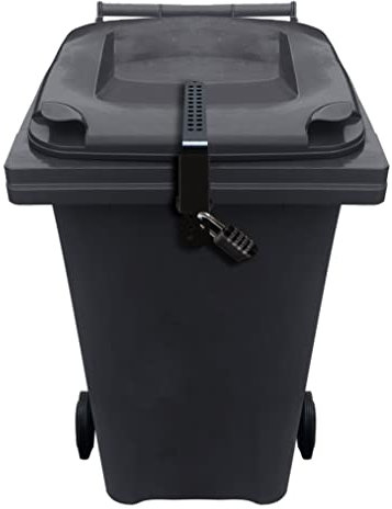 Wheelie Bin Lid Strap Lock NO Drilling, NO GLUEING - Easy FIT, Complete with KEYLESS Padlock to Lock The Lid - Stop Identity Theft, Prevent People Filling Your Dustbin, Heavy Duty