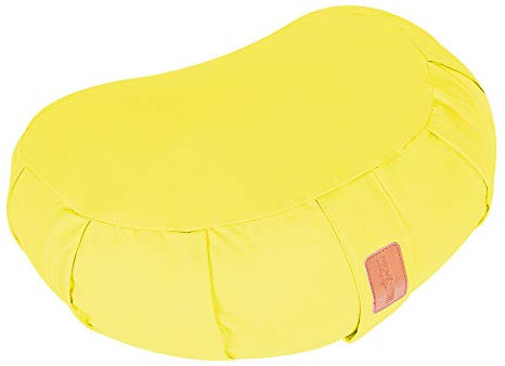 GORILLA SPORTS® Yoga-Kissen Halbmond Sitzhöhe 19 cm Gelb – Meditationskissen mit waschbarem Baumwoll-Bezug und Bio-Dinkelfüllung