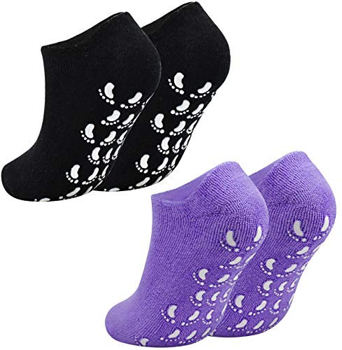 Jinlaili 2 Paar Feuchtigkeitsspendende Gelsocken, Feuchtigkeitsspendende Gel Socken mit Vitamin und Öl infundiert, Feuchtigkeitssocken, Gel Spa Socken Zum Reparieren und Erweichen Trockener Haut (B)