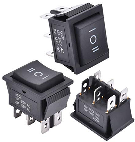 APIELE - 3 interruttori a leva, 3 posizioni on/off, interruttore a bilanciere con DPDT a 6 pin, 250 V, 16 A, interruttore a leva, per case, industre, fai da te, KCD2-203N (nero)