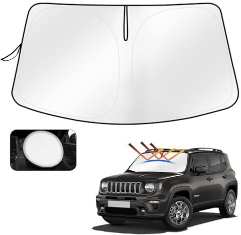 Cartist Jeep Renegade BU Series - Parasol delantero para Jeep Renegade H27.9 – Parasol para parabrisas de puesta de sol actual, cortina de sombra para parabrisas específico de coche UV