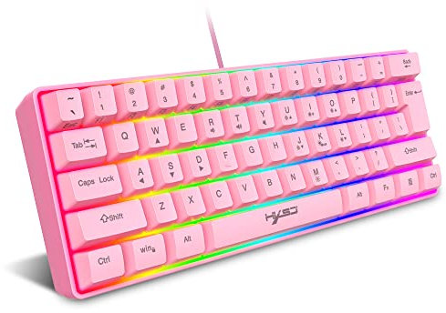 KUIYN V700 60% Wired RGB Gaming Keyboard, 61 Keys Portable Mini Compact Keyboard with 11 Chroma RGB Backlit, ABS Floating Keycap, Full Anti-ghosting Keys, USB Mechanical Feel Keyboard for PC/PS4/Xbox