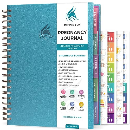 Clever Fox Planificateur de grossesse et livre de souvenirs – Un journal de suivi semaine par semaine pour une grossesse heureuse et saine – Livre souvenir de grossesse et de bébé pour les nouvelles