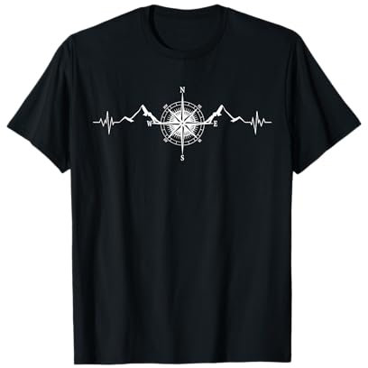 Divertida Senderismo Naturaleza Montañas Viento Rosa Brújula Camiseta