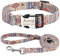Piang Gouer Personalisierte Hundehalsband Vintage Böhmen Haustierhalsband Benutzerdefinierter Name und Telefonnummer Hundehalsband Tag Katzenhalsbänder für kleine mittelgroße Hunde(Orange-Set-L)