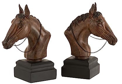 J-line - Set DE 2 Serre-Livre Cheval RESINE Marron