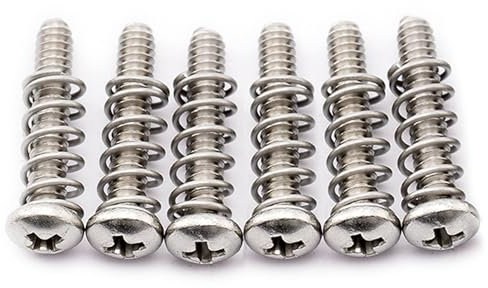 Musiclily Pro #4-40X5/8 Stainless Steel Saddle Intonation Screws and Springs Set for Fender Strat Style Electric Guitar Tremolo Bridge (Set of 6)
