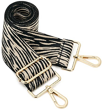 ZOUIQSS Damen Goldfarbene Bunter Schultergurt längenverstellbarer breiter Tragegurt Schultergurt für Handtaschen 5cm breit 73-125cm-Schultergurt für Handtaschen((5CM) ZEBRA7)