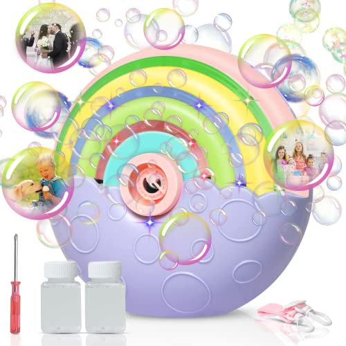 Bubble Machine, Panamalar Automatic Bubble Maker Toy for Kids Toddlers with Lights, 2000+ Colorful Bubbles per Min Portable Bubble Blower with 2 Bubble Solution for Outdoor Indoor Garden Wedding Party
