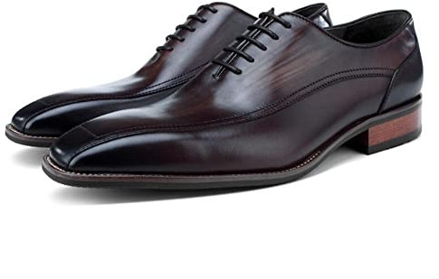 HOOENG Kleid Oxford for Männer Lace Up Bike Toe lahme Zehe Rindsleder Widerstandsresistent rutschfeste Gummishoe Sohle Block Heel Anti-Slip Classic (Color : Brown, Size : 43 EU)