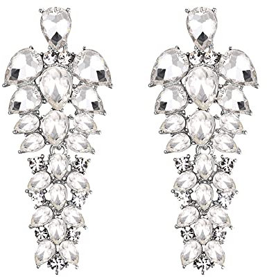 EVER FAITH Damen Ohrringe Strass Kristall Cluster Teardrop Statement hängend Chandelier Ohrstecker für Klar Silber-Ton