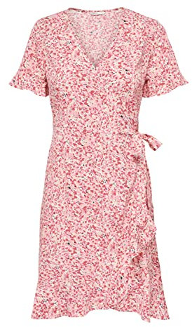 ONLY Damen Onlolivia S/S Wrap Dress WVN Noos Kleid, Rose Smoke/AOP:Tanya Flower, 40 EU