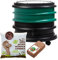 WORMbox | Wurmkomposter Wurmfarm Wurmkiste mit 2 Schalen Dunkelgrün + 250g Kompostwürmer / 500 STK + 1 Coco | 32 Liter | Regenwurmkomposter, Kompostwürmer produzieren Wurmhumus